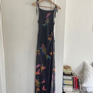 Urban Outfitters Fish Dark Blue Sleeveless Maxi Dress